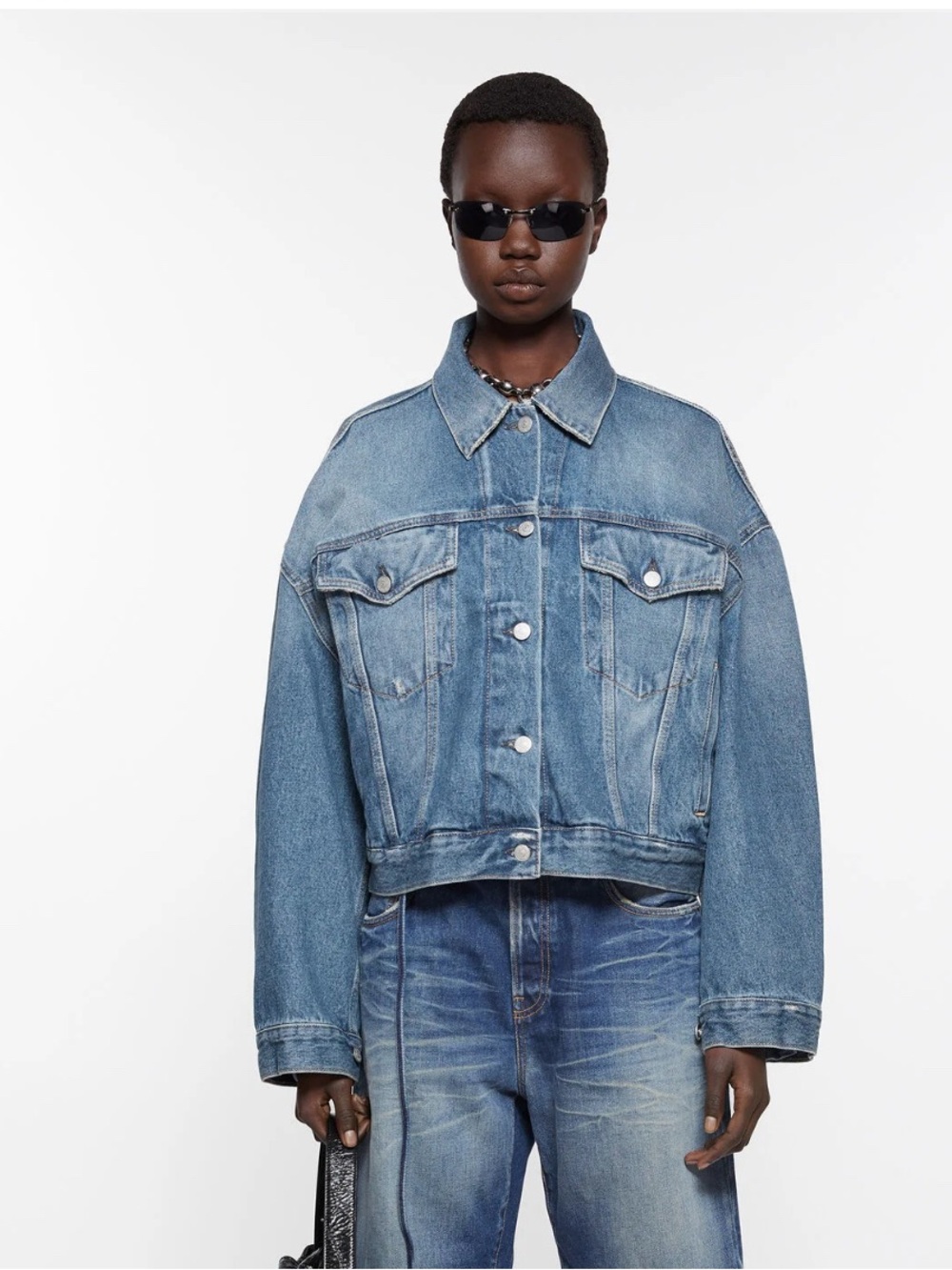 Acne Blue Distressed Denim Jacket